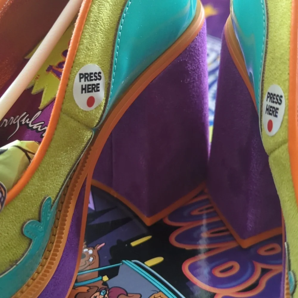 Irregular Choice Scooby-Doo Heels in Purple, Yellow, and Teal - Picture 3 of 6